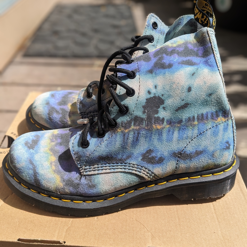 Blue and Green Lace-Up Boots